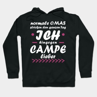 Campen Oma Rente Ruhestand Zelten Lagerfeuer Hoodie